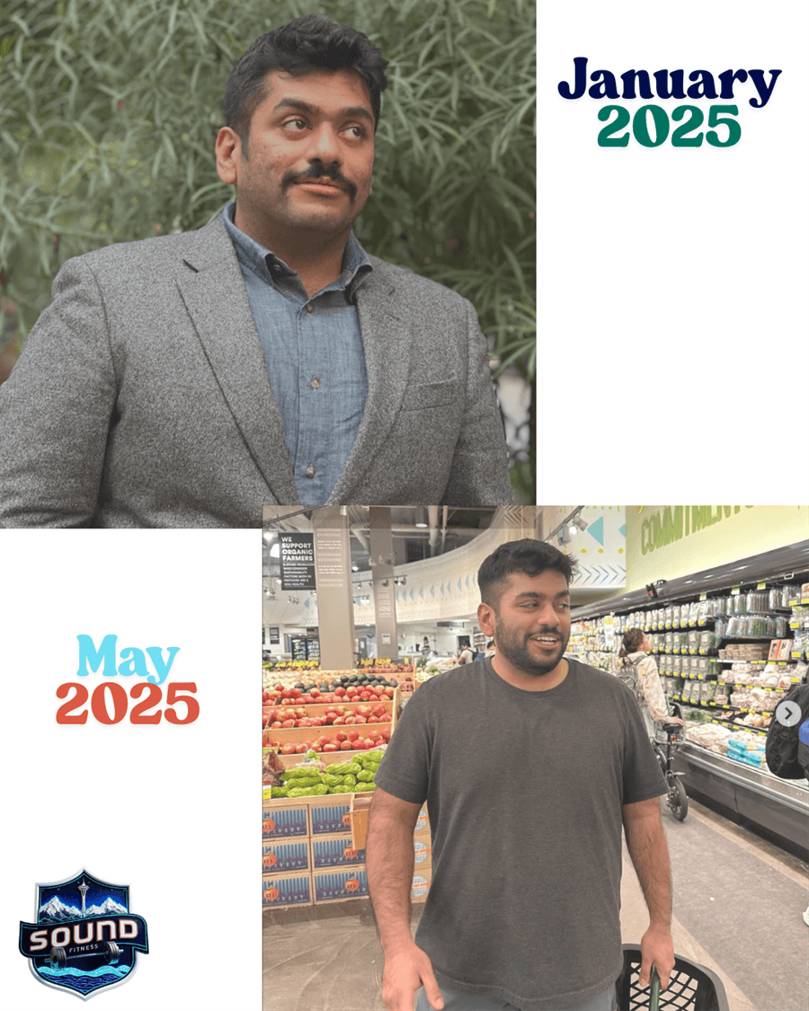 Progress collage for Karan from January 2025 to May 2025