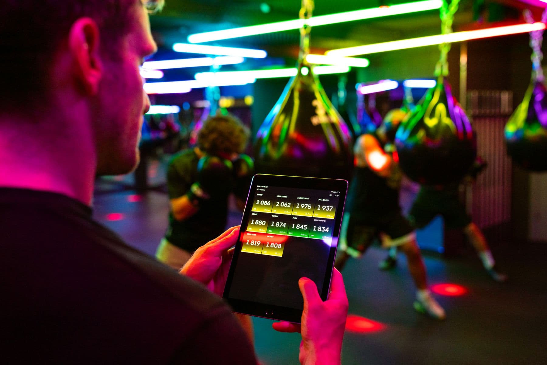 Tablet displaying workout progress tracking