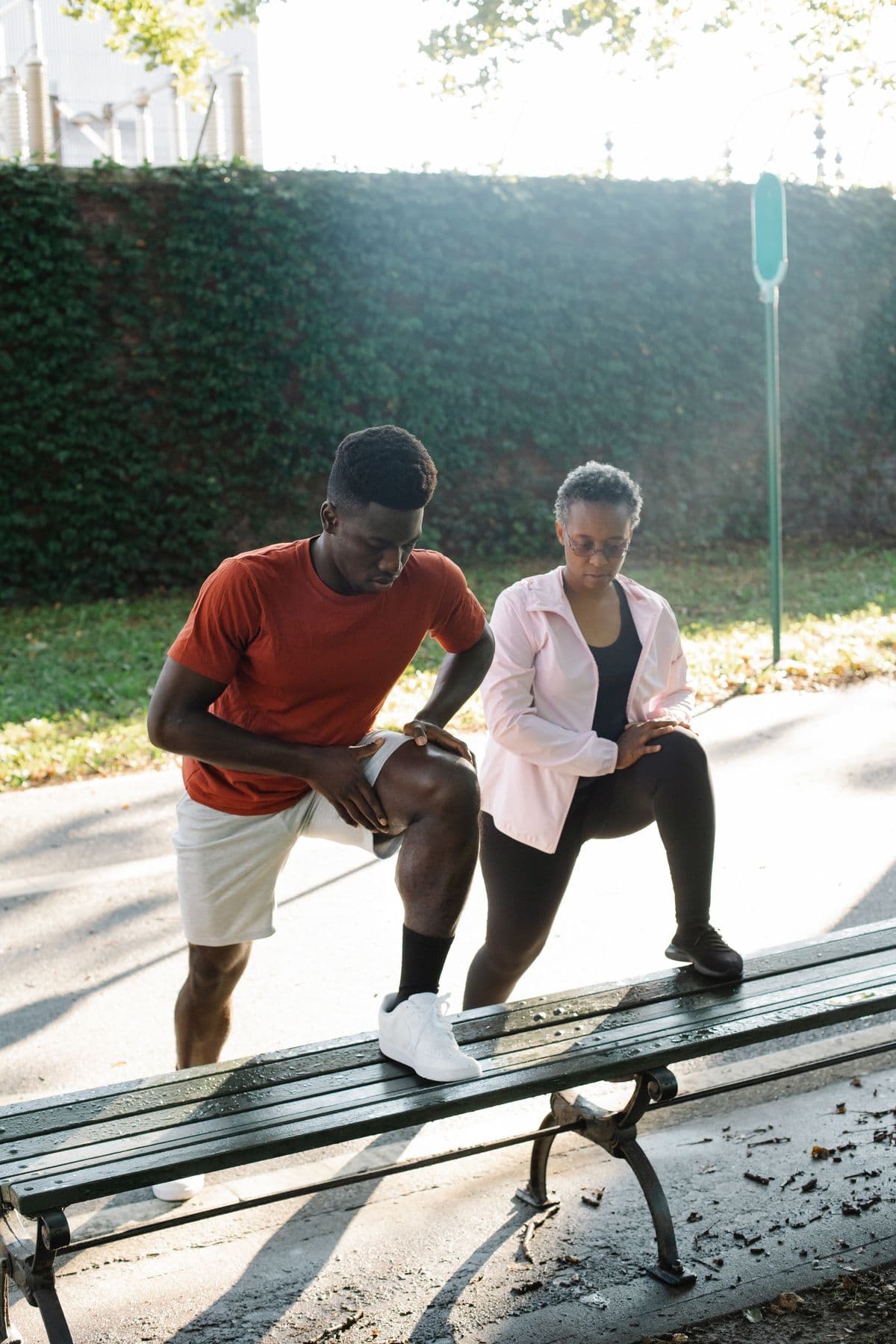 Two partners sharing an outdoor fitness session