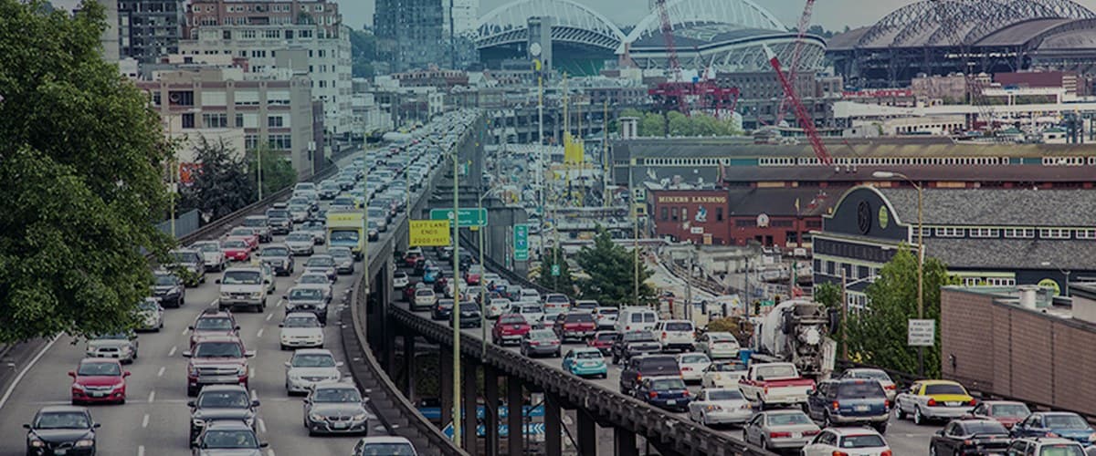 Busy Seattle traffic during a commute